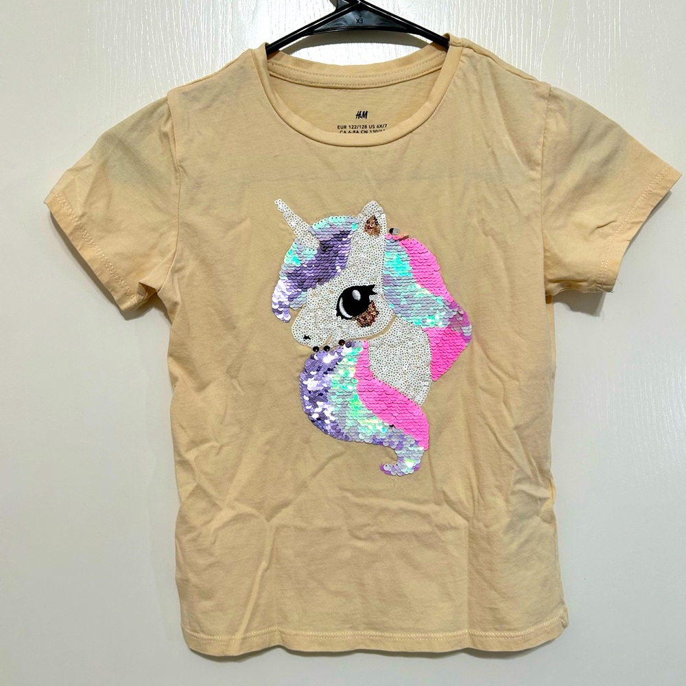 H&M Kids Unicorn Sequin T-Shirt - Tan